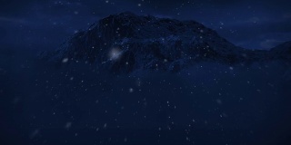 黑暗雪山荒野暴风雪夜