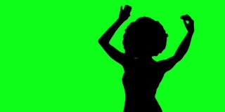 女孩与非洲式肚皮舞-剪影对绿色