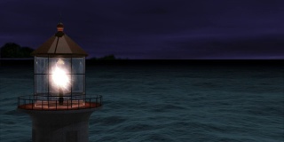 暴风雨海上的灯塔