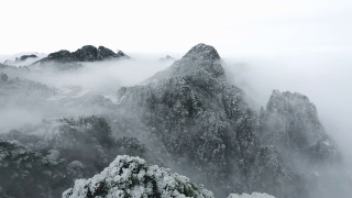 中国黄山国家公园雪视频素材模板下载