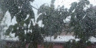 白天窗户上的雨滴/散焦聚焦