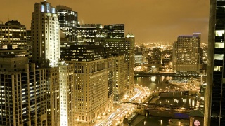 《芝加哥市中心时光流逝》视频素材模板下载