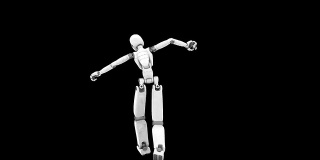 白色机器人，疯狂的舞蹈，黑色背景，三集中的第三集