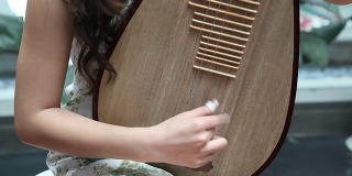 弹奏中国乐器琵琶