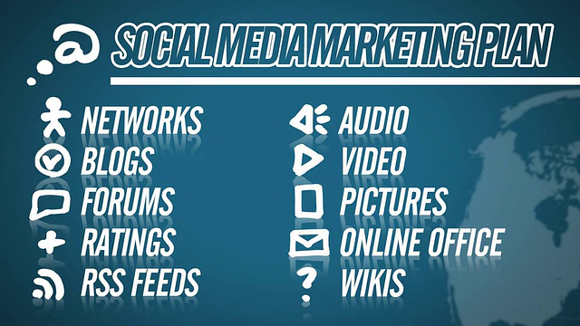 社会媒体营销计划视频插图在蓝色在高清