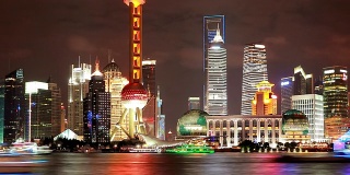 高清:上海的夜晚。延时(平移)