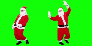 圣诞老人跳舞。绿色的屏幕。