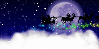 平安夜，圣诞老人坐在他的雪橇上