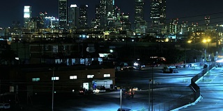 洛杉矶市中心夜晚时光流逝蓝色