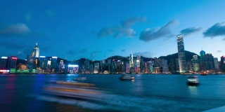 日落在香港海港，时间流逝