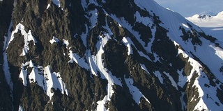 空中拍摄的雪山，阿拉斯加