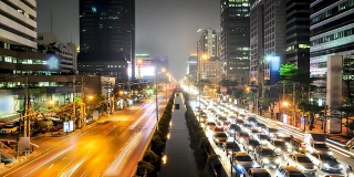 泰国曼谷市夜景交通