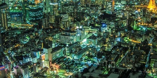 东京六本木地区的夜晚时光流逝