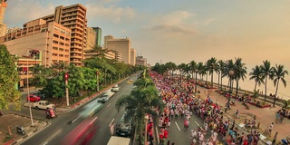 城市行人交通时间流逝马尼拉缩放HDR