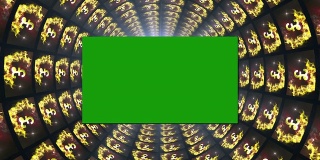 隧道中的黄金符号，带绿屏