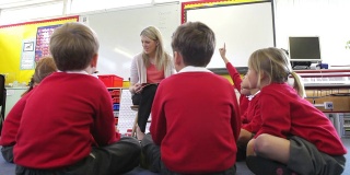 教师给小学生读故事