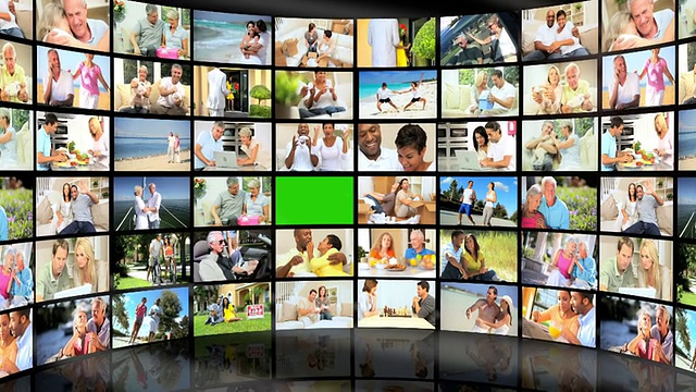 CG绿屏视频墙多民族情侣生活方式活动