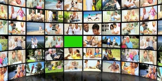 CG绿屏视频墙多民族情侣生活方式活动