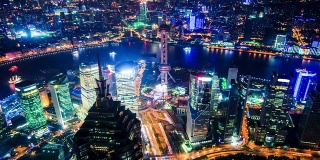 上海浦东夜景鸟瞰图