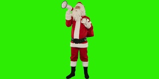 圣诞老人用扩音器，绿幕