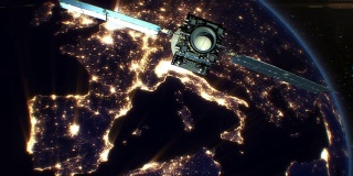 夜间城市的卫星。欧洲。HD 1080。