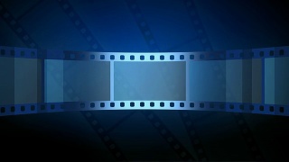 抽象的蓝色运动背景与运动胶片带在循环视频素材模板下载