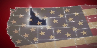 美国地图，爱达荷退出，所有州可用。红色的