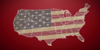 美国地图，纽约退出，所有州可用。红色的
