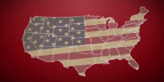 美国地图，特拉华州退出，所有州可用。红色的
