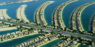 迪拜朱美拉棕榈岛鸟瞰图