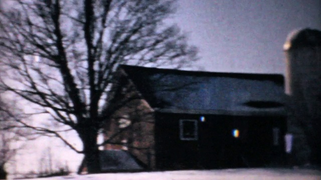Big White Farm House In Winter-1964 Vintage 8mm film