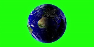 地球在太空中的绿色屏幕。循环