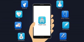 医疗保健应用功能的智能手机，移动2