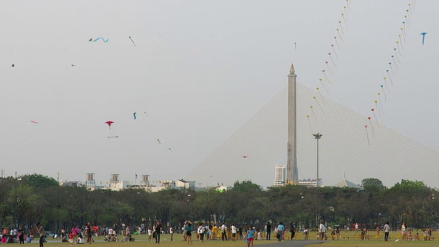在曼谷大皇宫附近的沙南銮公园放风筝