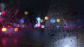 透过湿漉漉的车窗看城市视频素材模板下载