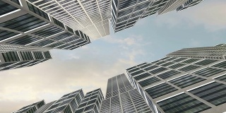 金融区摩天大楼的低角度视图