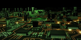 未来的电路板与移动的电子。Loopable。技术背景。Orange-green。