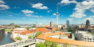 柏林天际线城市时间推移与云动态在德国高清
