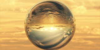 玻璃水晶球未来地球海洋日落云地球环境