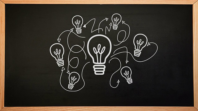 Idea brainstorm appearing on chalkboard