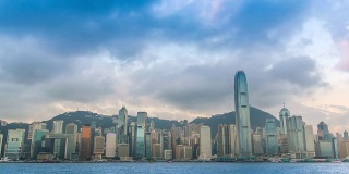 时间流逝香港城市景观从夜到日(上移图)