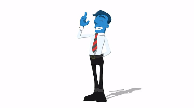 Blue Businessman 'Point and look up' Connectable Character Animation