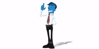 Blue Businessman 'Point and look up' Connectable Character Animation