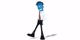 Blue Businessman 'Side step left' Connectable Character Animation
