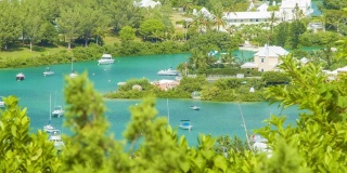 百慕大岛水道与绿化，建筑和船只