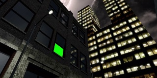 夜幕下的城市用绿幕遮蔽