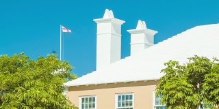 百慕大小镇上的圣乔治旗和风格建筑