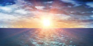 海洋日落与云彩(循环)