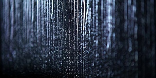 五颜六色的雨背景，雨滴从玻璃上落下