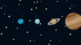 太阳系的行星在卡通风格的顺序视频素材模板下载